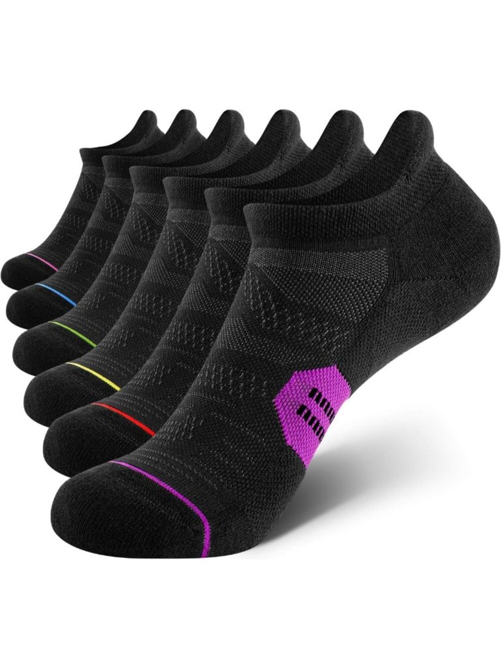 6 Pack Women's Cushioned Ankle Running Socks - Low Cut Athletic Tab Socks
